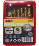 Sada vrtáků HSS TiN 19 ks (1,0-10,0mm), plechový box