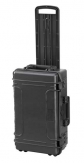 MAX Plastový kufr, 585x361xH 238mm, IP 67, barva černá. S držadlem a kolečky
