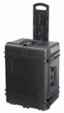MAX Plastový kufr, 687x528xH 376mm, IP 67, barva černá. S držadlem a kolečky.