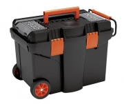 TOOD - Plastový pojízdný kufr, tažná rukojeť 580x380x410mm, plastové přezky, 2x organizér