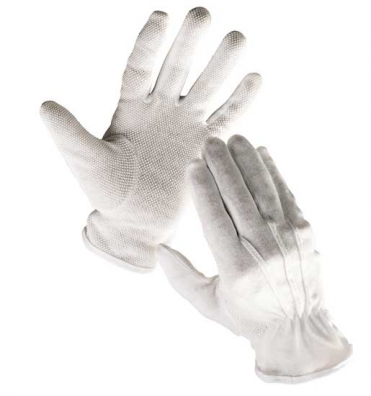 CERVA - BUSTARD rukavice bavlněný úplet s PVC terčíky - velikost 8