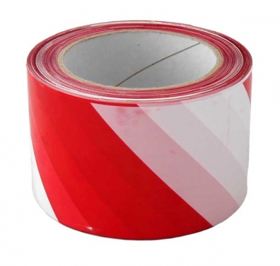 Výstražná páska 70mm/200m - červeno/bílá v krabičce