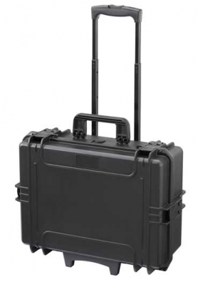 MAX Plastový kufr, 555x445xH 258mm, IP 67, barva černá. S držadlem a kolečky