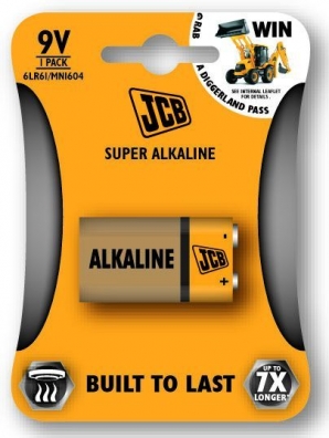 JCB - SUPER alkalická baterie 6LR61/9V - blistr 1 ks